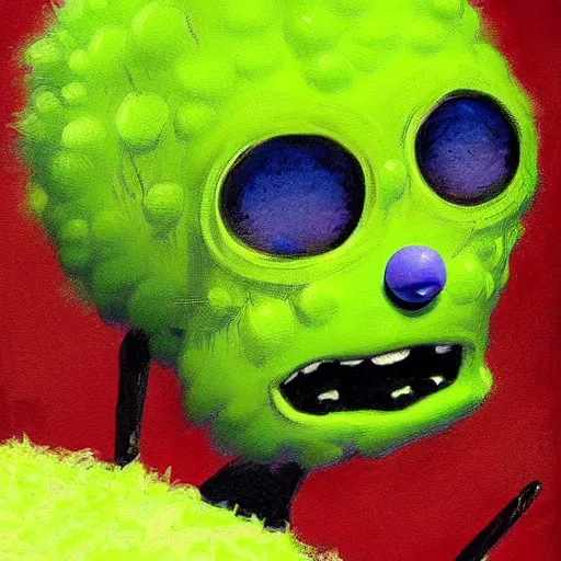 Image similar to a tennis ball monster, digital art, fantasy, magic, trending on artstation, ultra detailed, professional illustration by Basil Gogos