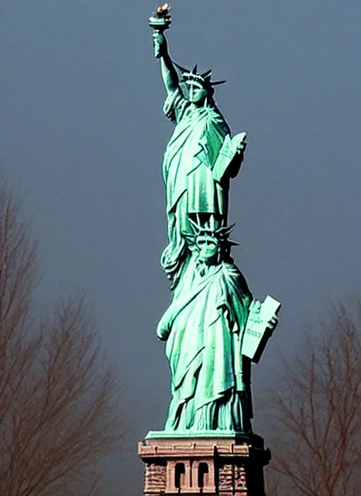 Image similar to the statue of liberty has the face of the devil