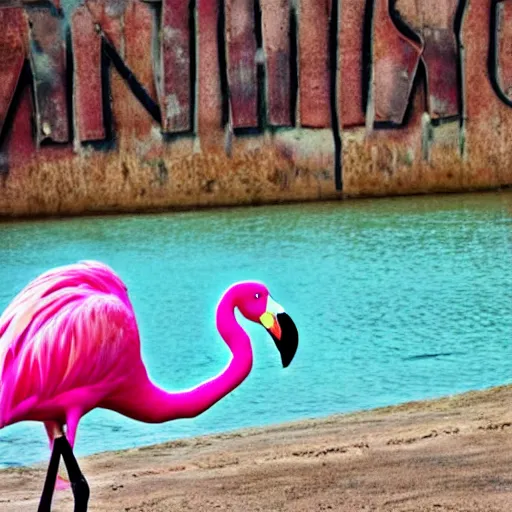 Prompt: pink flamingo all over the place