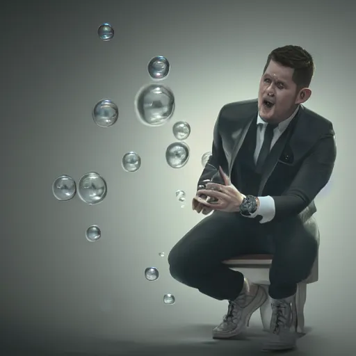 Prompt: hyperrealistic dslr film still of michael buble disguised a bubbles, stunning 8 k octane comprehensive 3 d render, inspired by istvan sandorfi & greg rutkowski & unreal engine, perfect symmetry, dim volumetric cinematic lighting, extremely hyper - detailed, incredibly real lifelike attributes & flesh texture, intricate, masterpiece, artstation, stunning