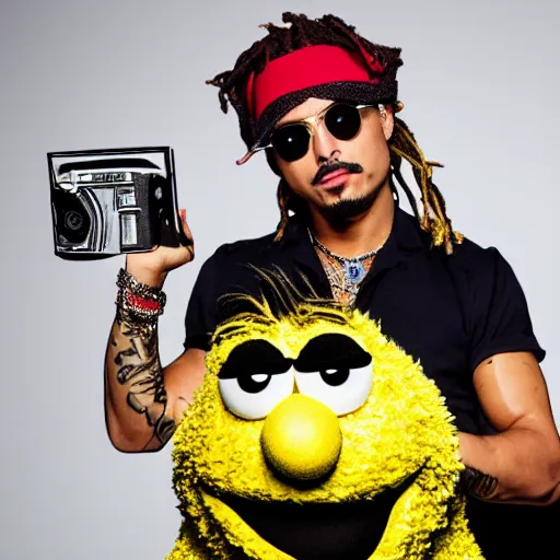 Image similar to lil pump on sesame street, tv show, photography,