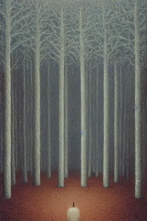 Prompt: Artwork by Quint Buchholz of the cinematic view of the Ghastly Forest of Insanity.