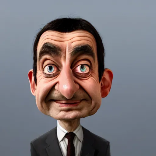 Image similar to mrbean head caricature, artgem, digital painting, fullshot, color painting, hyperrealistic, concept art, oil painting, masterpiece, concept art, trending on deviantart, realistic and detailed face, highly detailed, high quality, 8 k, soft lighting, fancy colors, fantasy, cinematic, high coherence