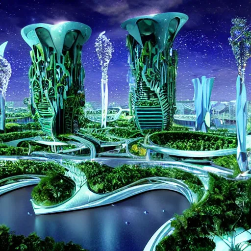 Prompt: futuristic botanical city