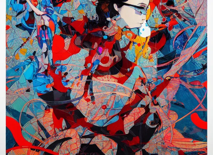 Image similar to modern art abstract, pseudo figurative, moma by james jean and katsuhiro otomo and erik jones, inspired by akira anime, smooth texture, intricate oil painting, high detail illustration, sharp high detail, long exposure