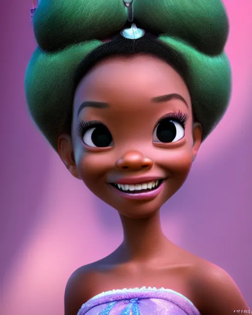 Prompt: highly detailed picture of disney's princess tiana by mark ryden, hyperrealistic 3 d render, octane render, dynamic lighting