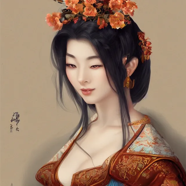 Image similar to beautiful women with oriental faces, character portrait, sharp, digital matte painting, by asher brown durand, trending on artstation