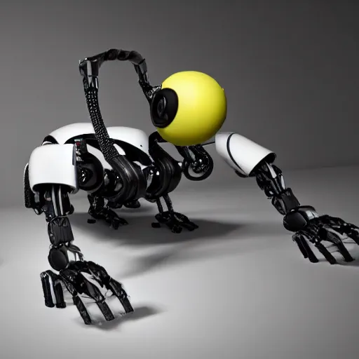 Image similar to an futuristic exoskeleton robot made for an lemon with realistic eyes