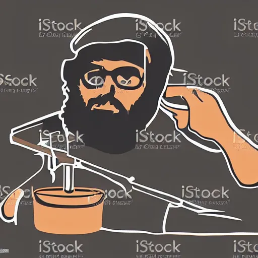 Image similar to bearded man turns bowl on woodlathe, vector art