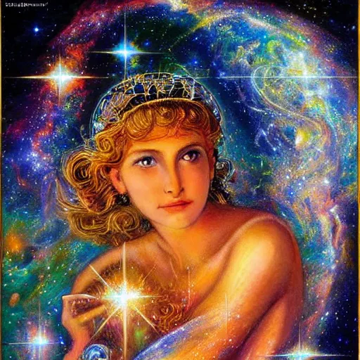 Prompt: goddess of hubble space telescope images by josephine wall trending on artstation
