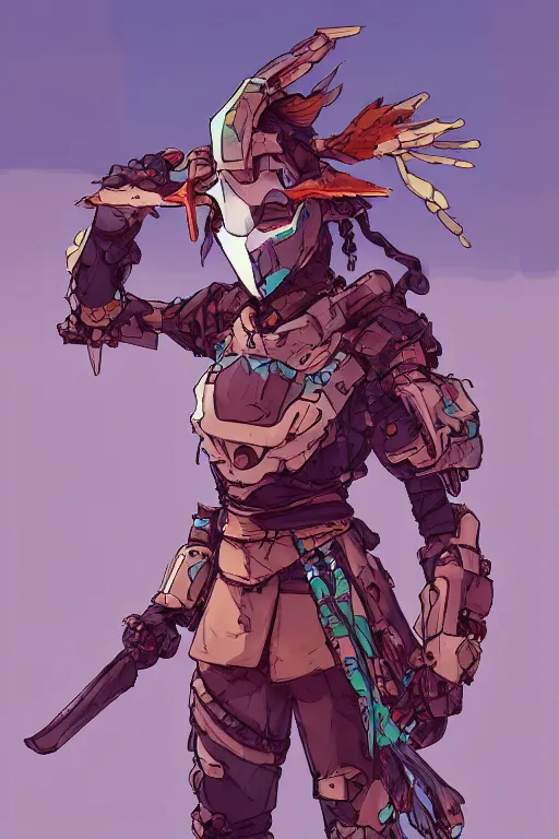 Image similar to combination suit armor aloy horizon forbidden west horizon zero dawn robot ninja mask helmet backpack tribal, art gta 5 comics, official fanart behance hd artstation by jesper ejsing, by rhads, makoto shinkai and lois van baarle, ilya kuvshinov, ossdraws radiating a glowing aura cgi rtx 2 0 2 2