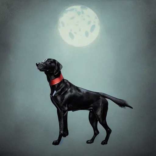 Prompt: epic album cover, black dog, tending on artstation, award - winning art
