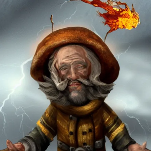 Image similar to n'lil, he is an old god who rules storms, earthquakes and fire.