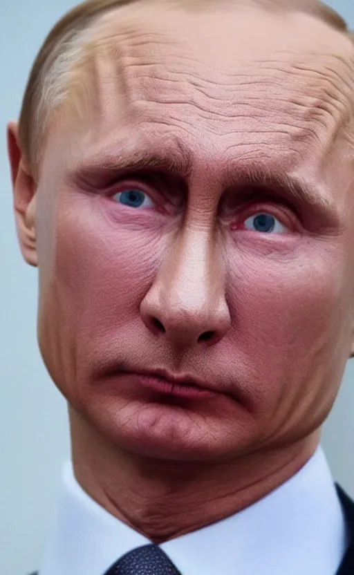 Image similar to high quality photo of vladimir putin looking pathetic, old, ugly, and angry