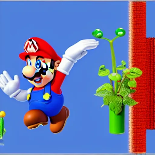 Image similar to super Mario with giant Venus flytrap