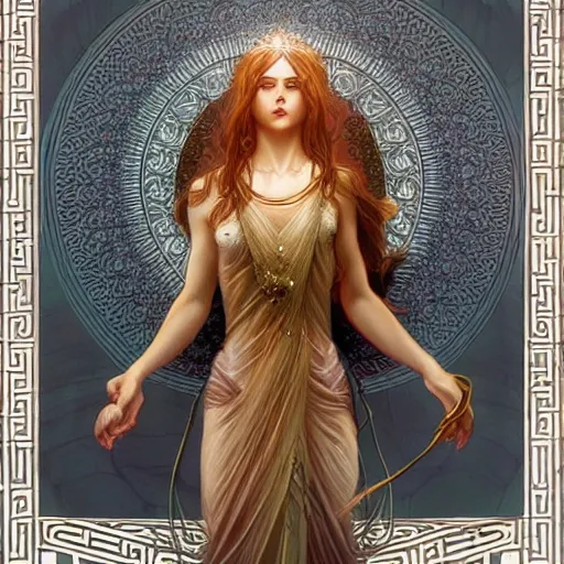 Prompt: goddess, goddess of hope, elpis, light hair, greek, happiness, intricate, elegant, ethereal, highly detailed, digital painting, artstation, concept art, smooth, sharp focus, illustration, art by artgerm and greg rutkowski and alphonse mucha