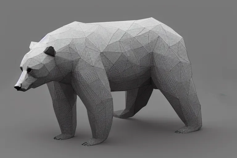 Image similar to low poly, bear, high detailed, 4 k, 3 d render