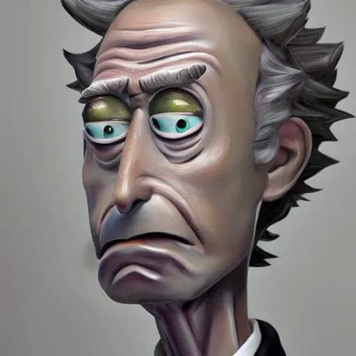 Image similar to realistic rick and morty, human form, portrait, photorealistic