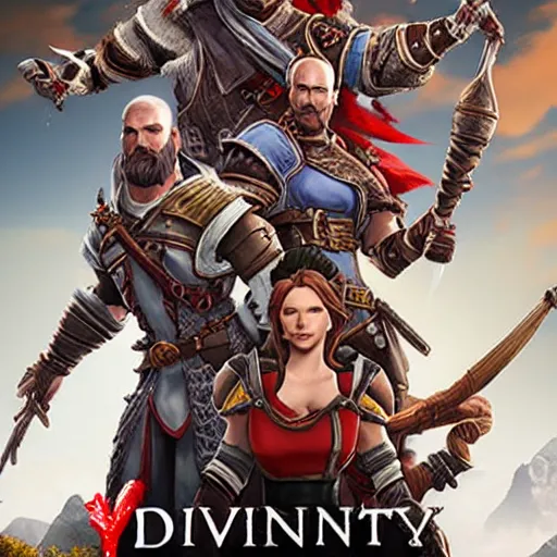 Image similar to divinity original sin 2 movie poster, high detail