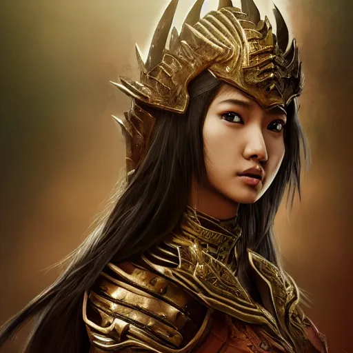 Prompt: a portrait of a full body beautiful asian girl, young with long hair, in monster hunter armor, safi'jiiva armor, horror scene, hyper - realistic, very detailed, intricate, very sexy pose, slight smile expression, unreal engine, by artgerm, wlop and ross thran, dramatic cinematic lighting rendered by octane, 8 k, detailed