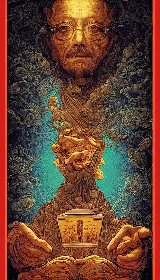 Image similar to The ancient oracle of wise readers, italian futurism, Dan Mumford, da vinci, Josan Gonzalez