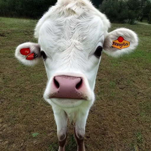 Prompt: mugshot of a cute sad calf dressed as an inmate