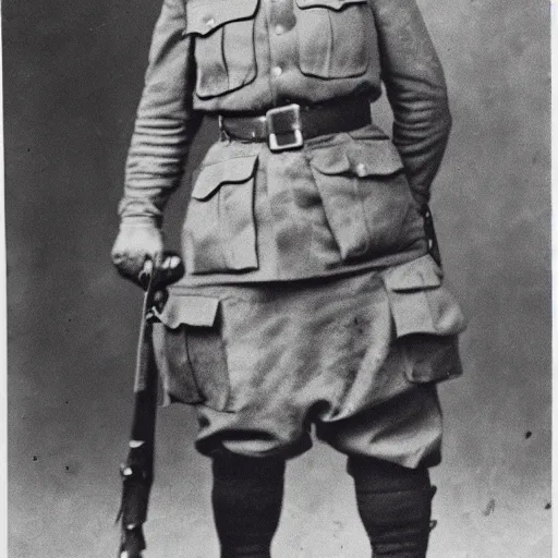 Prompt: photo of kirby from nintendo, pink kirby, kirby from nintendo as a soldier ww1 era photograph