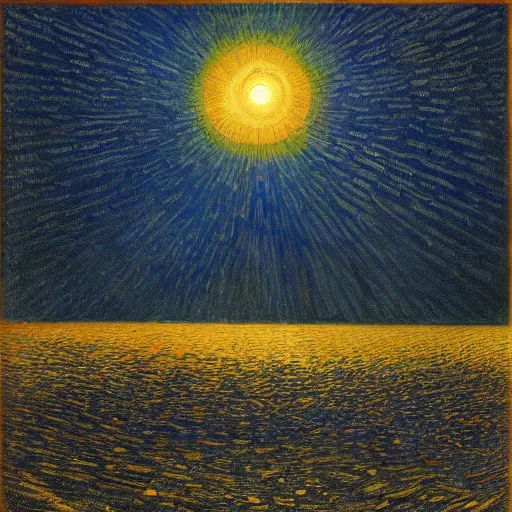 Image similar to stars, solar eclipse, looming over the earth, hdr, hq, painting by gustave dore and vincent van gogh
