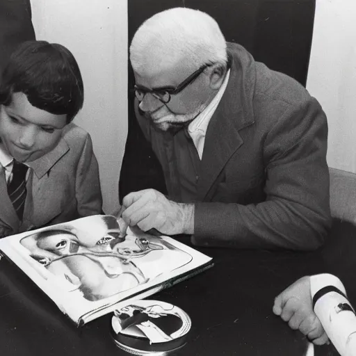 Image similar to Abdul Alhazred signs Necronomicons at a book signing event, 1974 vintage photo