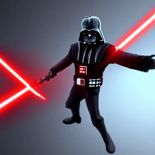 Prompt: darth vader with red laser sword with no legs and no arms futuristic star wars 8 k