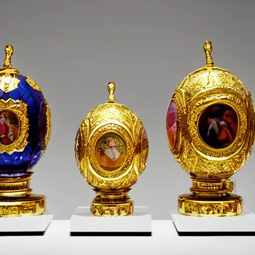 Image similar to Faberge eggs with faberge toast, Hermitage Museum exhibit