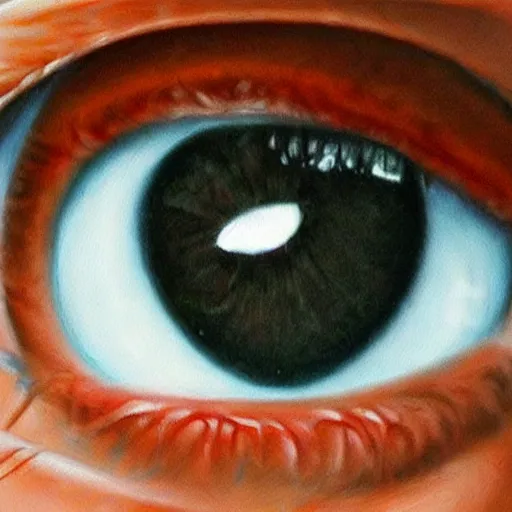 Image similar to a highly detailed photorealistic painting of a human eye