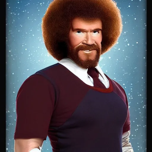 Prompt: Bob Ross as captain america