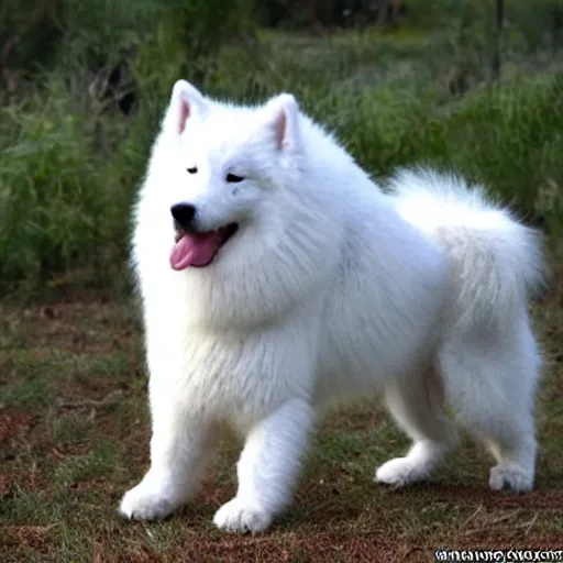 Prompt: Samoyed dog that looks like Gollum