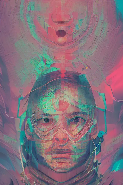 Prompt: abstract portrait, cyberpunk art, floating detailes, very detailed face, leaves by miyazaki, colorful palette illustration, kenneth blom, mental alchemy, james jean, pablo amaringo, naudline pierre, contemporary art, hyper detailed