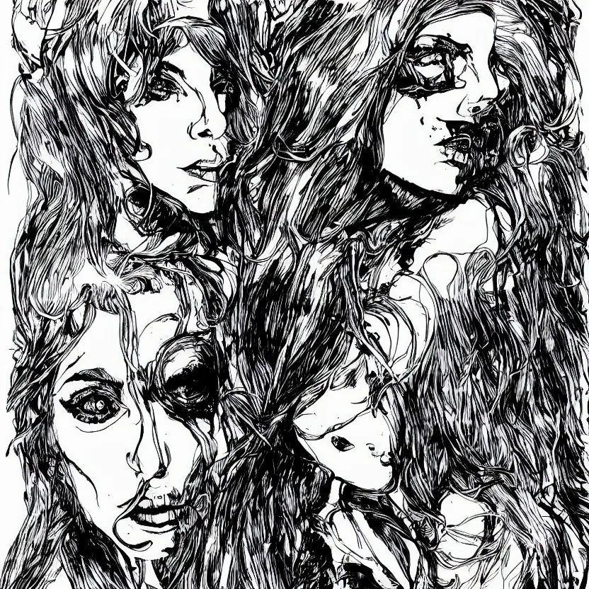 Image similar to portrait of lady gaga in the style of marc silvestri pen and ink drawing, high detail