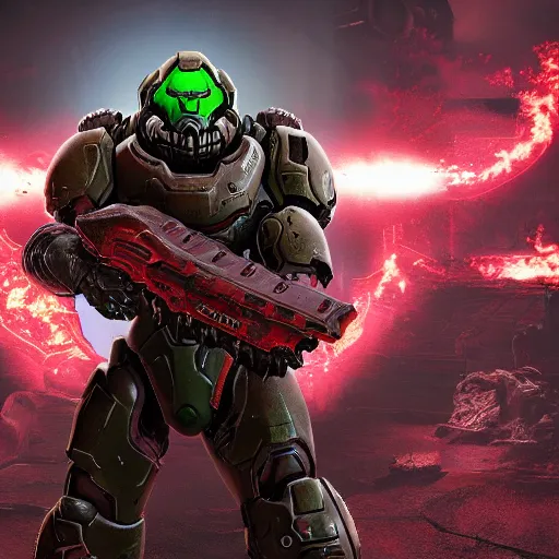 Image similar to doom slayer from doom eternal, photography