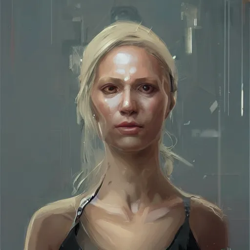 Image similar to portrait of a woman by greg rutkowski, she is about 3 0 years old, slavic, pretty, blond hair with two strans around her face, crying, helplessness and denial, she is wearing a futuristic space gear, highly detailed portrait, digital painting, artstation, concept art, smooth, sharp foccus ilustration, artstation hq.