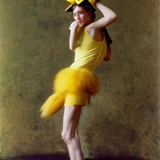 Prompt: elegant athletic woman dressed up as pikachu, art photo by Annie Liebovitz and David Hamilton and Alphonse Mucha