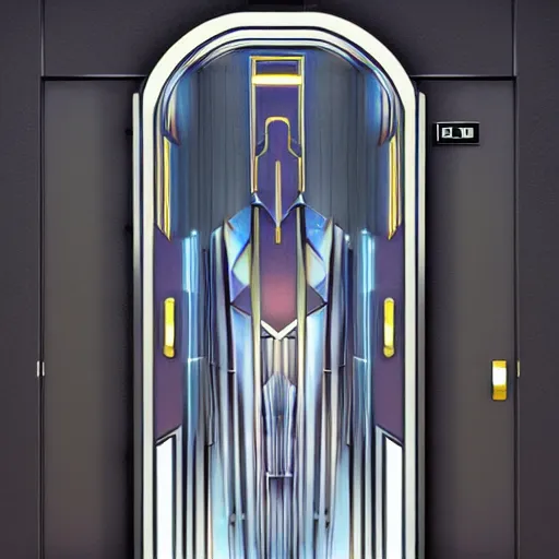 Image similar to hyperrealistic art - deco sci - fi door