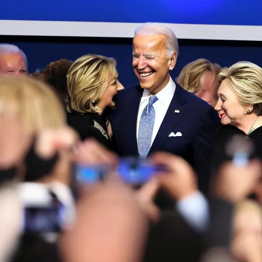 Image similar to joe biden deeply sniffing hillary clinton's hair on her head from behind at the white house