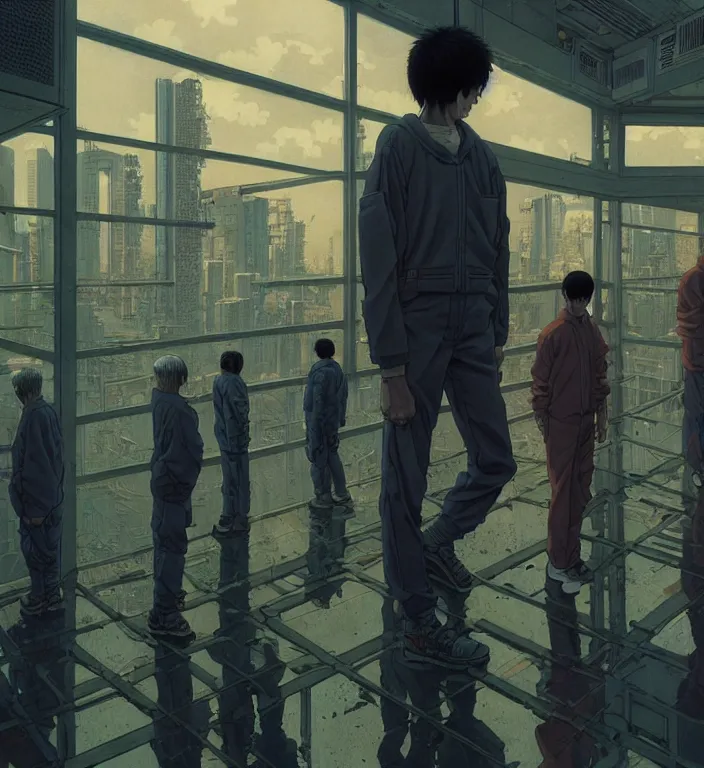 Image similar to hyperrealism aesthetic highly detailed photography of characters in akira scene, characters with hyperrealism highly detailed faces. from akira by katsuhiro otomo and alejandro hodorovski and denis villeneuve and gregory crewdson style with many details by mike winkelmann and vincent di fate in sci - fi style. volumetric natural light hyperrealism photo on dsmc 3 system