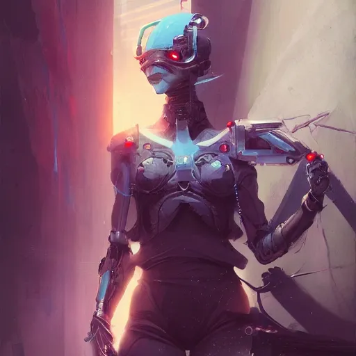 Image similar to portrait of a cybernetic ninja, cyberpunk concept art by pete mohrbacher and artgerm and wlop and greg rutkowski and deathburger, digital art, highly detailed, intricate, sci-fi, sharp focus, Trending on Artstation HQ, deviantart, unreal engine 5, 4K UHD image