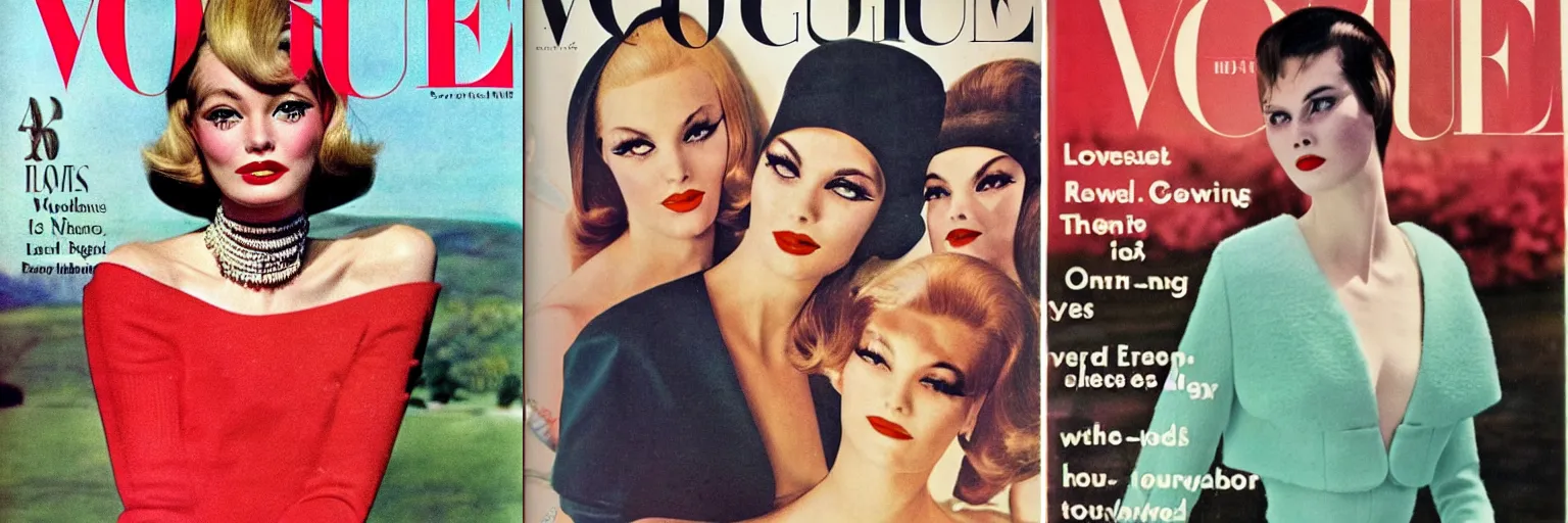 Prompt: a vogue cover from the 1960s