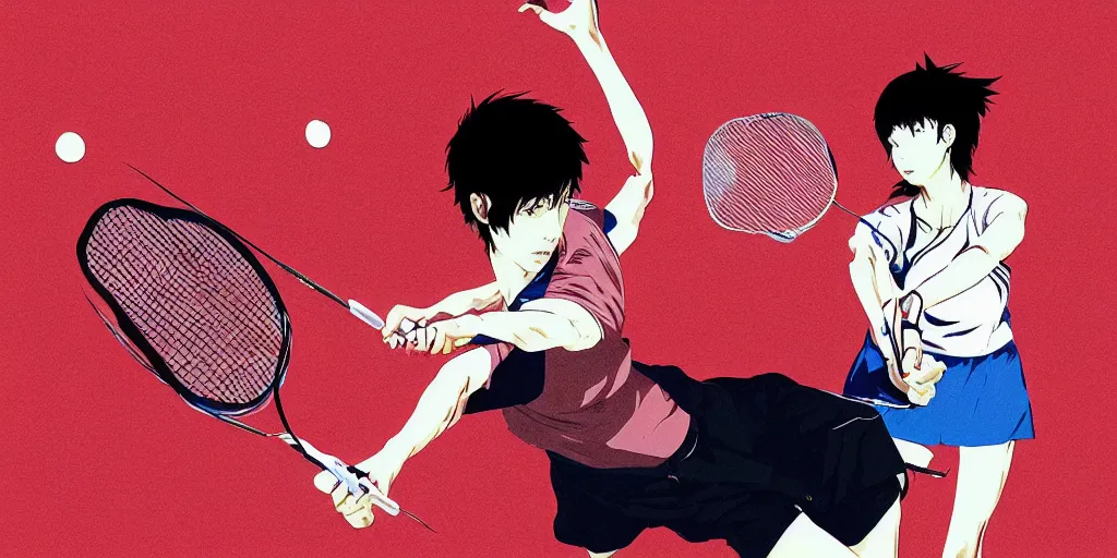 Image similar to illustration of badminton game by ilya kuvshinov katsuhiro otomo