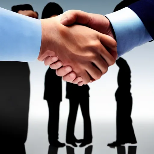 Prompt: Corporate business handshake between business partners, double exposure