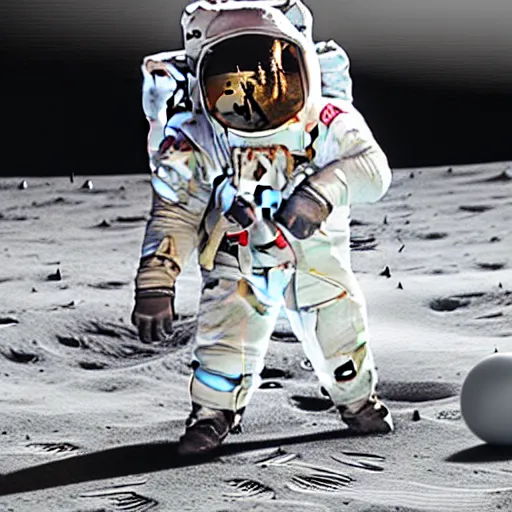 Prompt: cat playing basketball on the moon