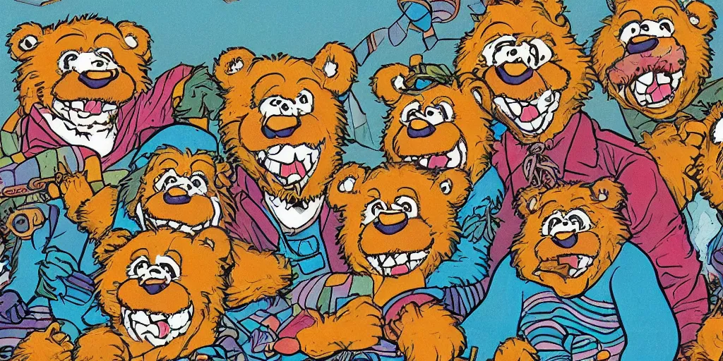 Image similar to grateful dead Berenstain bears, surrealism aesthetic, detailed facial expressions