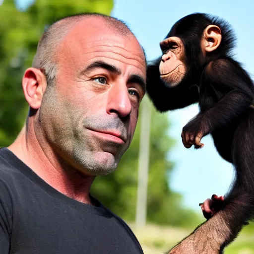 Image similar to joe rogan with a chimp