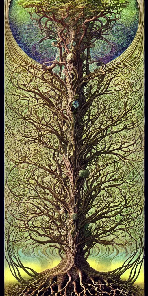 Image similar to tree of life by roger dean and andrew ferez, art forms of nature by ernst haeckel, divine chaos engine, symbolist, visionary, art nouveau, botanical fractal structures, organic, detailed, realistic, surreality